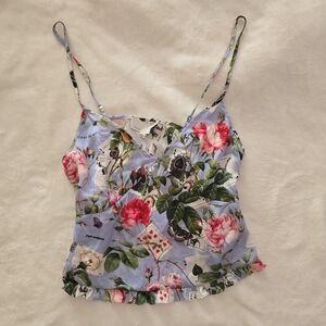 Fleur du Mal Pastel Floral Camisole Top | Roses + Playing Card Print